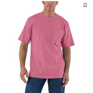 NWT Carhartt Men's Loose Fit Heavyweight Short Sleeve Pocket T-Shirt Pink Size M